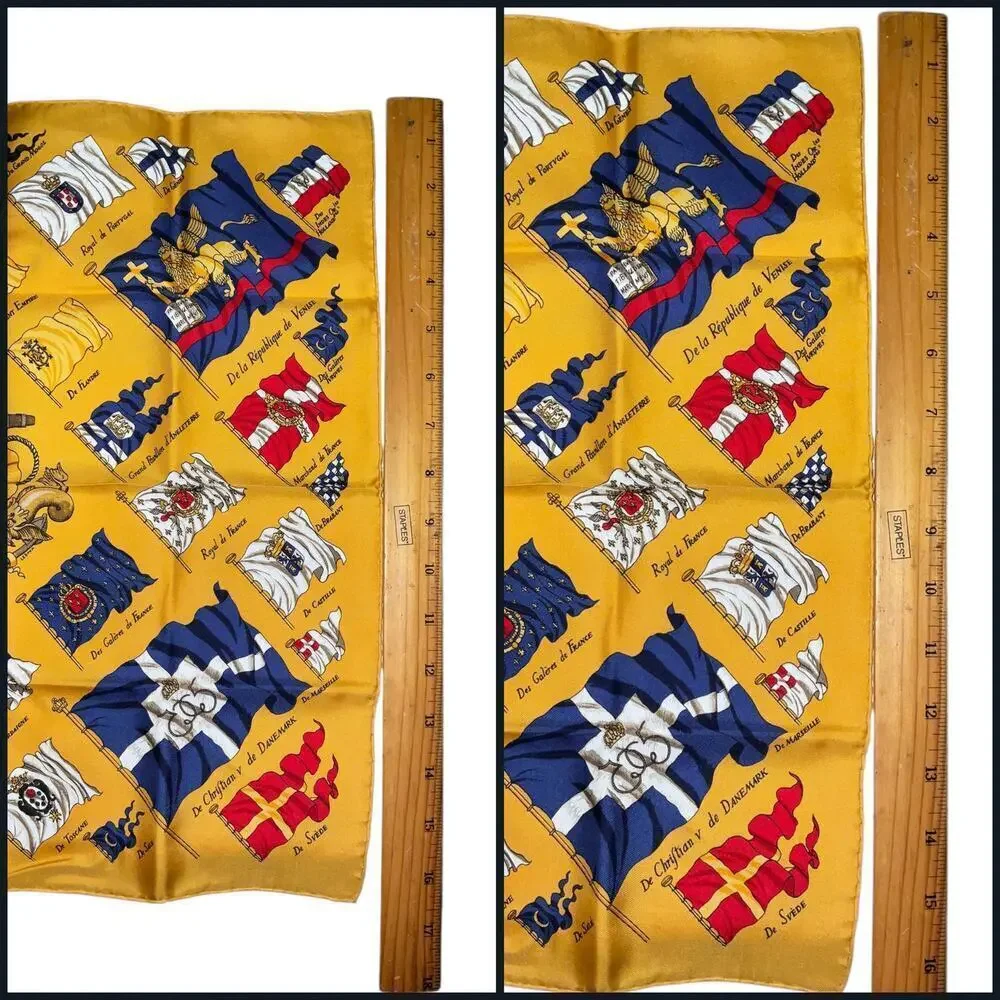 Hermes Carré 45cm 16” Square PAVOIS Silk Scarf Yellow x Multicolor W/Box - Picture 14 of 16